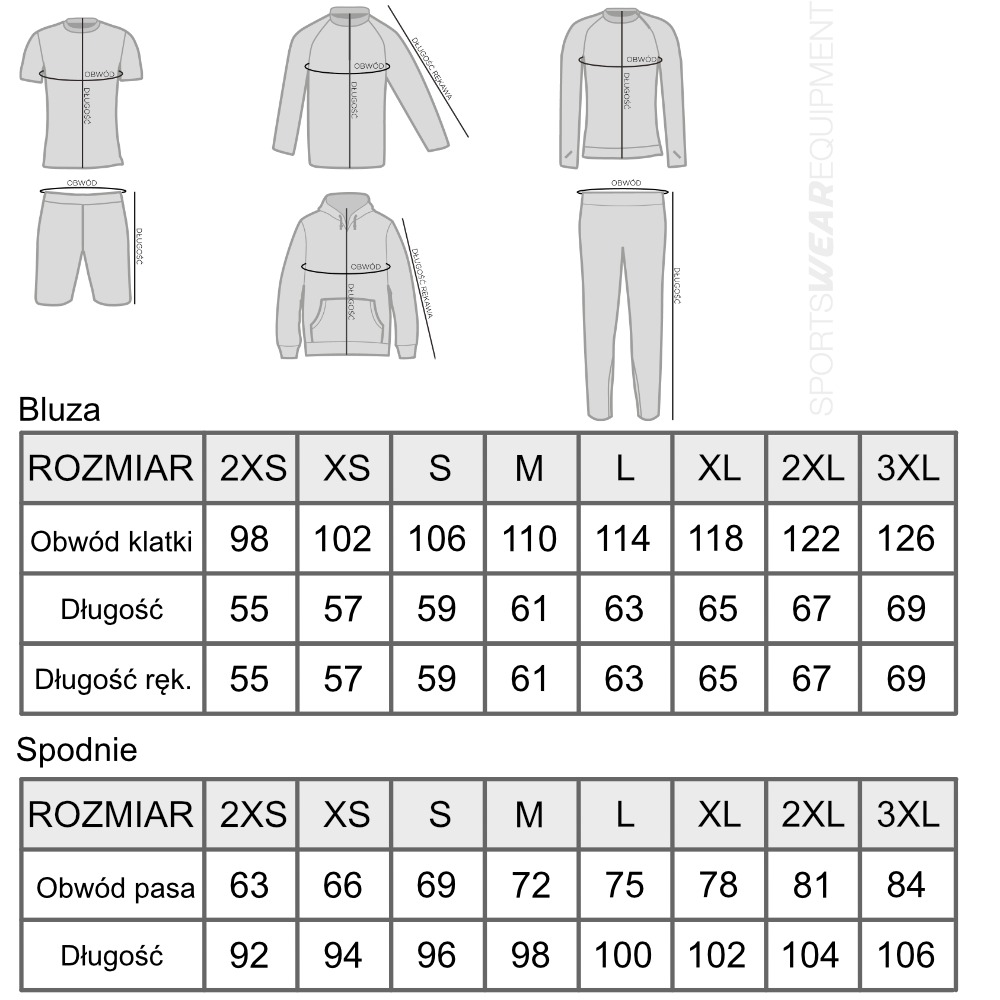 Dres COSY BEŻOWY damski - Tabela Rozmiarów