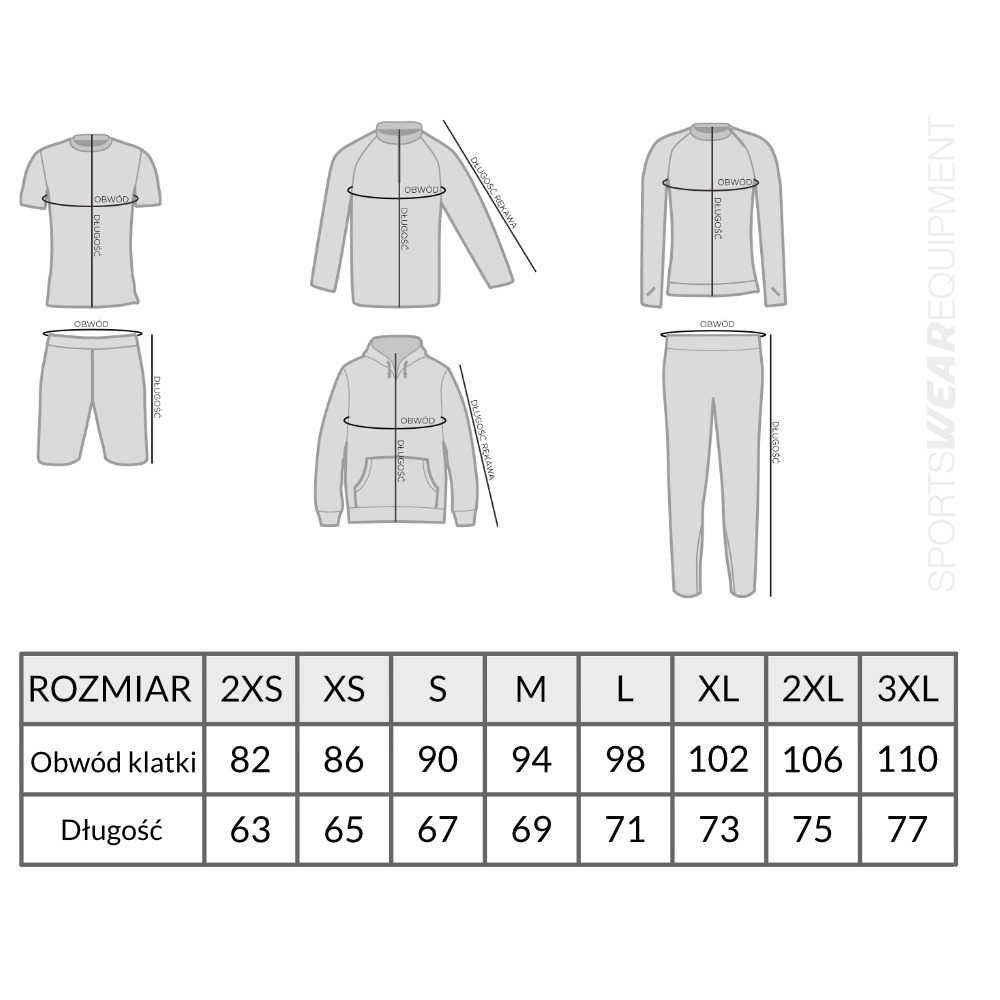 Koszulka RASHGUARD GEOGÓRY męska - Tabela Rozmiarów