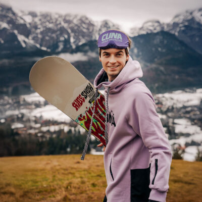 Bluza snowboardowa męska z kapturem fioletowa Mistral Pro