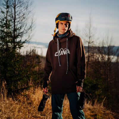 Bluza snowboardowa męska z kapturem ciemna czekolada MistralPRO