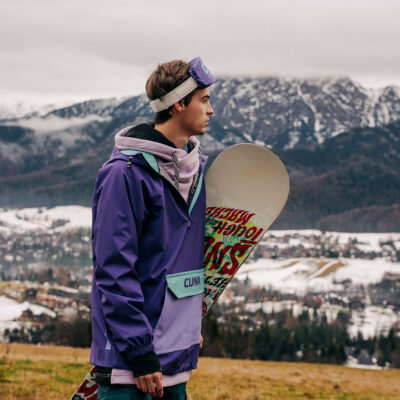 Kurtka męska anorak z kapturem fioletowa Foggy Plum