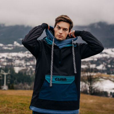 Kurtka męska anorak softshell z kapturem grafitowa Foggy Rock