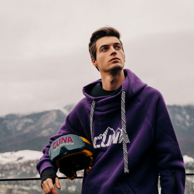 Bluza snowboardowa męska z kapturem ciemny fiolet MistralPRO